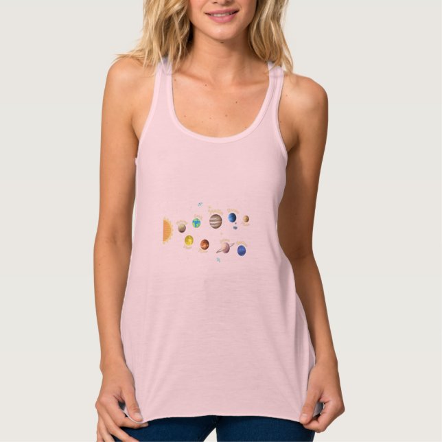 Solar System Planets Kids Knowledge Rymden Linne Med Racerback (Framsida)