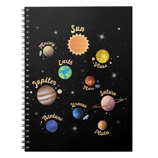 Solar System Planets Kids Knowledge Rymden T- Anteckningsbok (Framsidan)