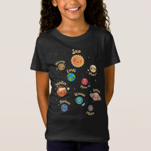 Solar System Planets Kids Knowledge Rymden T Shirt