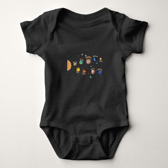Solar System Planets Kids Knowledge Rymden T Shirt (Framsida)