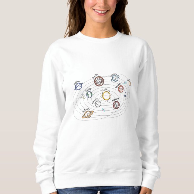 Solar System Planets Kids Knowledge Rymden T Shirt (Framsida)