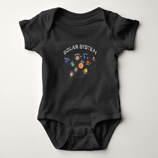 Solar System Planets Kids Knowledge Rymden T Shirt (Framsida)