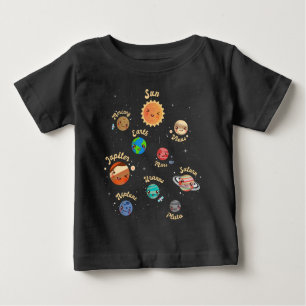 Solar System Planets Kids Knowledge Rymden T Shirt