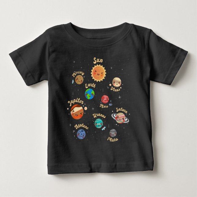 Solar System Planets Kids Knowledge Rymden T Shirt (Framsida)