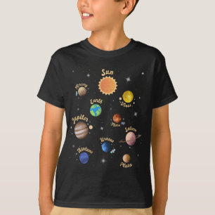 Solar System Planets Kids Knowledge Rymden T- T Shirt