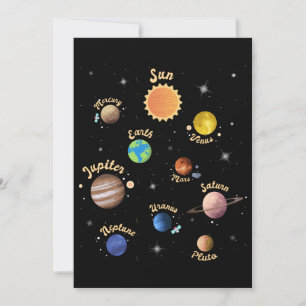 Solar System Planets Kids Knowledge Rymden T- Tack Kort