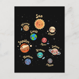 Solar System Planets Kids Knowledge Rymden Vykort