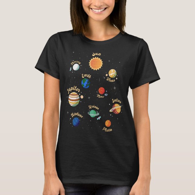 Solar System Planets Rymden Knowledge Science T Shirt (Framsida)