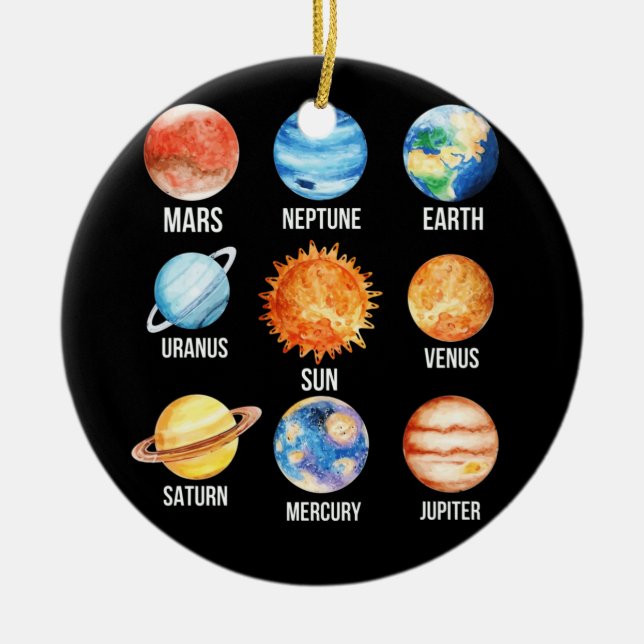 Solar System Planets Science Earth Julgransprydnad Keramik (Framsidan)