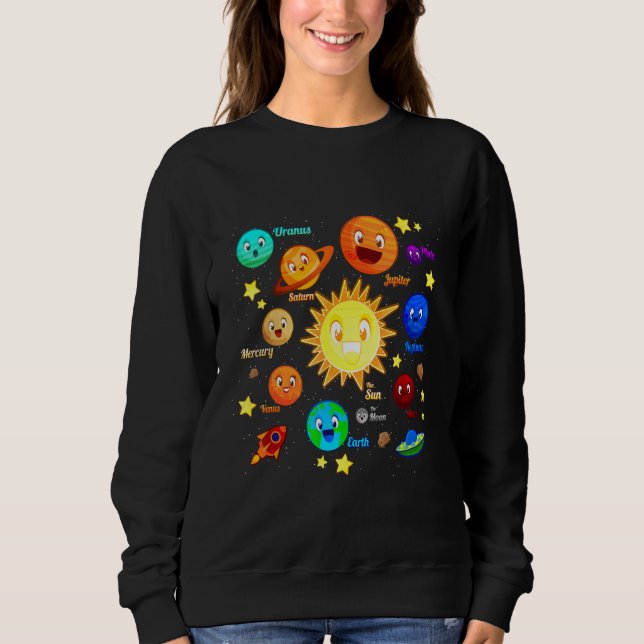 Solar System Planets Science Space Boys Girls Kids T Shirt (Framsida)