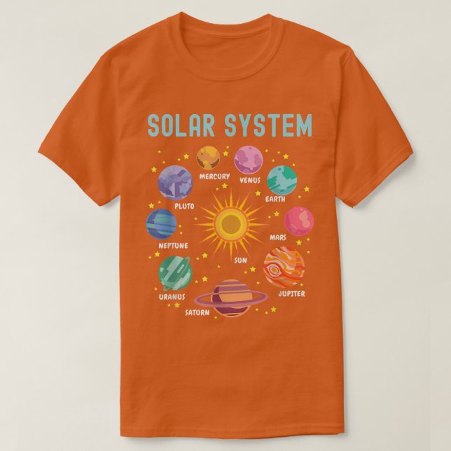Solar System Planets Science Space Boys Girls Kids T Shirt (Design framsida)