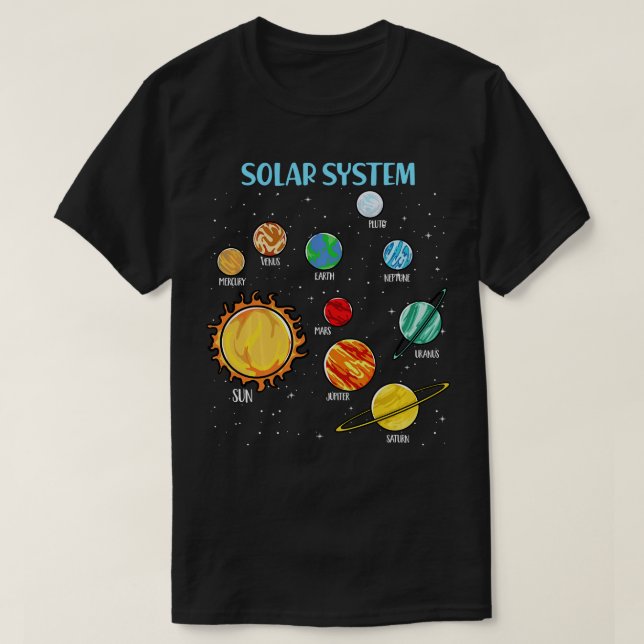 Solar System Planets Science Space Boys Girls SEM T Shirt (Design framsida)