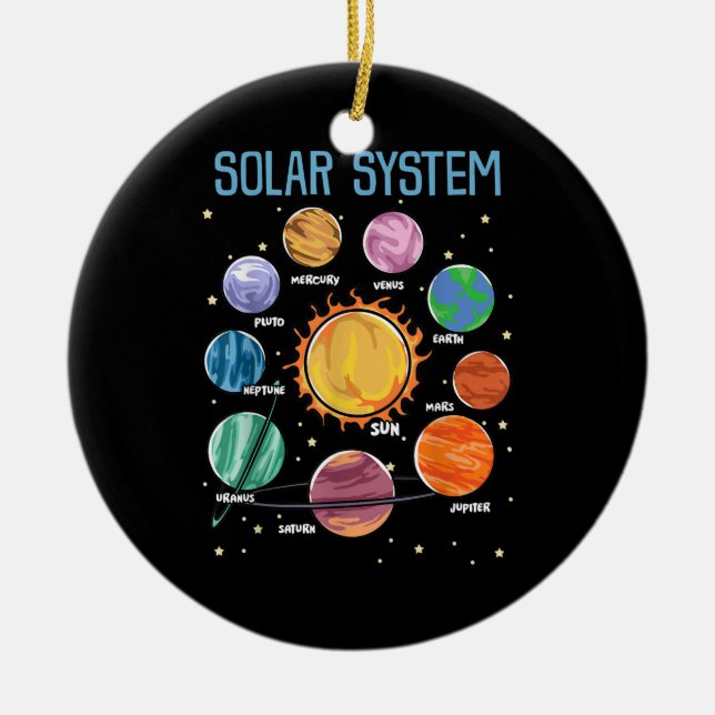 Solar System Planets Science Space Boys Girls STEM Julgransprydnad Keramik (Framsidan)