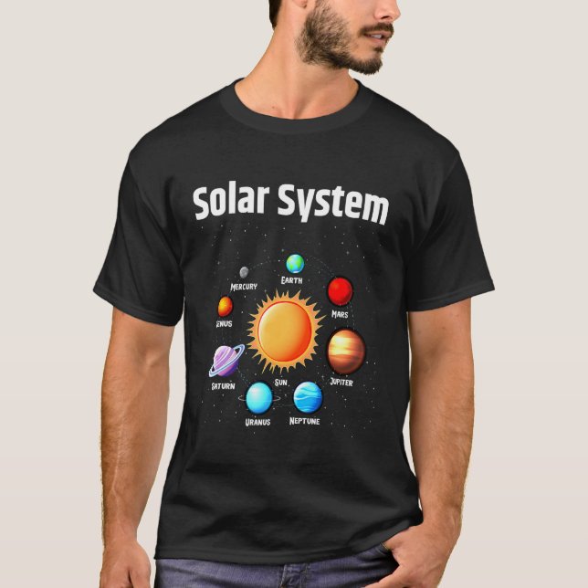 Solar System Planets Science Space Boys Girls STEM T Shirt (Framsida)