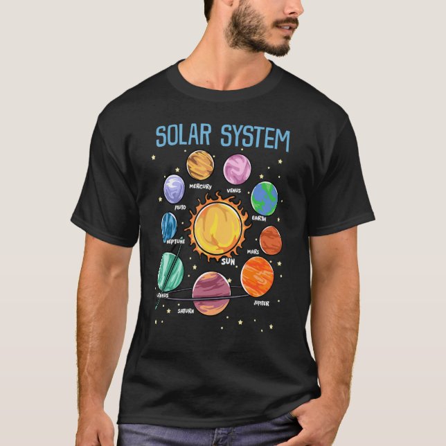Solar System Planets Science Space Boys Girls Stem T Shirt (Framsida)