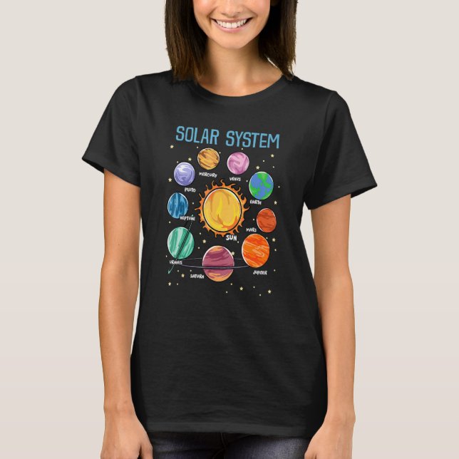 Solar System Planets Science Space Boys Girls Stem T Shirt (Framsida)