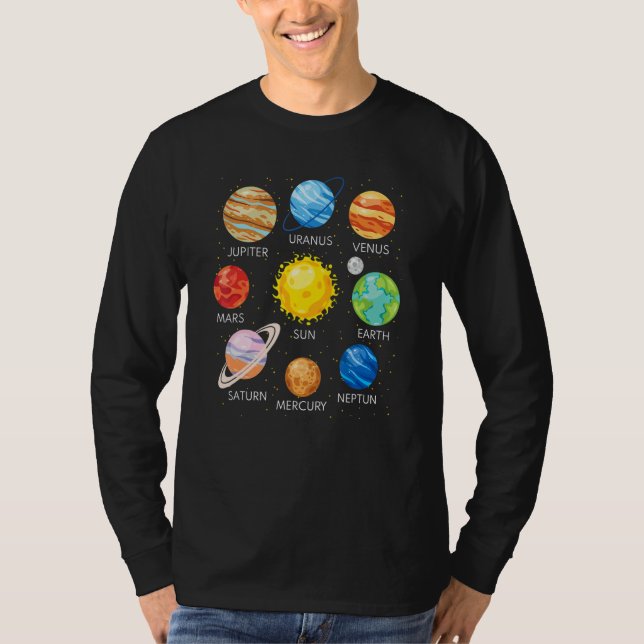Solar System Planets Science Space Galaxy Universe T Shirt (Framsida)