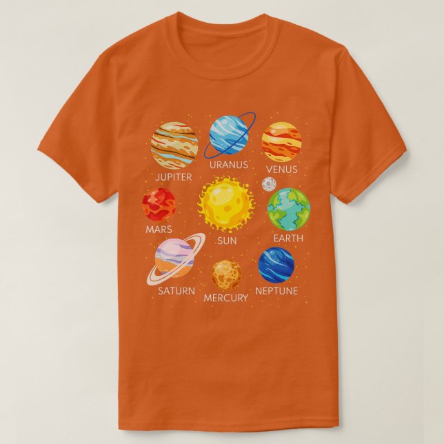 Solar System Planets Science Space Galaxy Universe T Shirt (Design framsida)