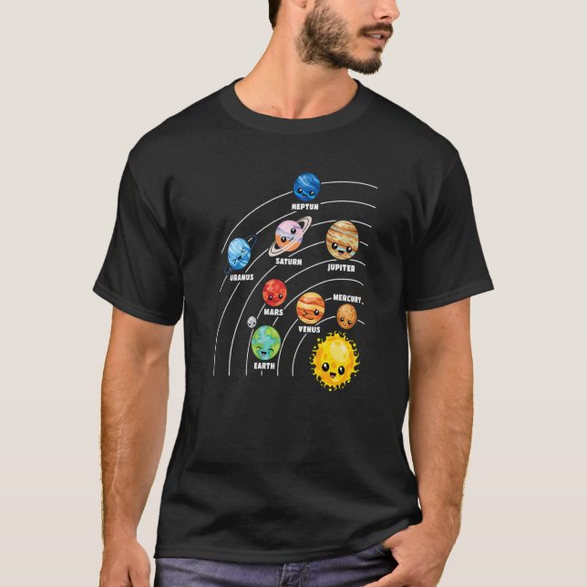 Solar System Planets Science Space Planet Universe T Shirt (Framsida)