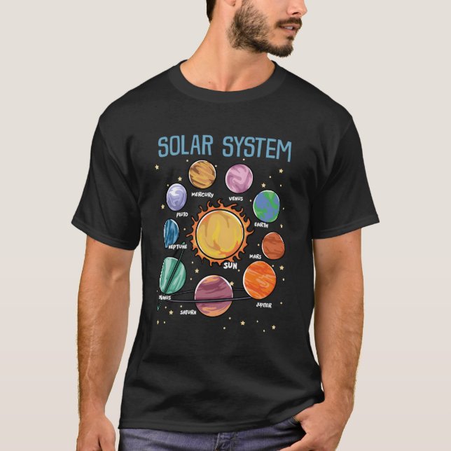 Solar System Planets Science Space Stem T Shirt (Framsida)