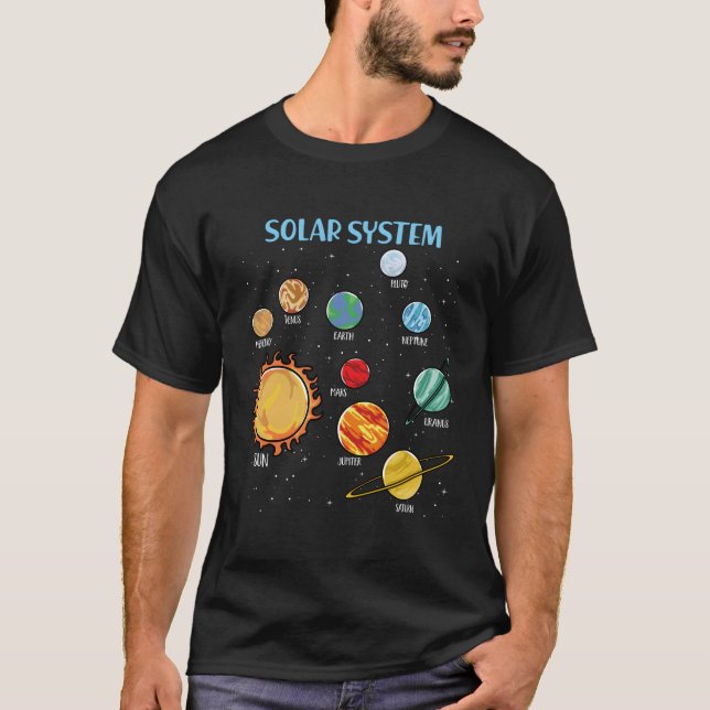 Solar System Planets Science Space Stem T Shirt (Framsida)