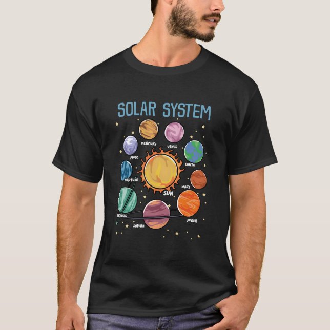 Solar System Planets Science Space Stem T Shirt (Framsida)
