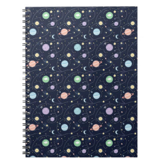 Solar System Planets Seamless Pattern Anteckningsbok