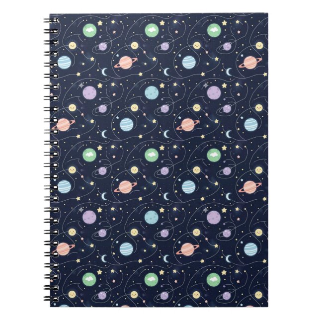 Solar System Planets Seamless Pattern Anteckningsbok (Framsidan)