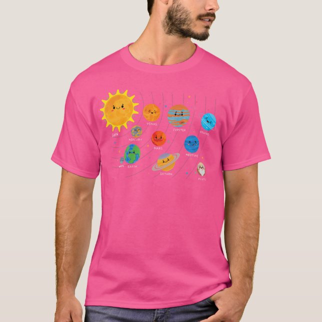 Solar System Planets Sol Astronaut Science Astrono T Shirt (Framsida)