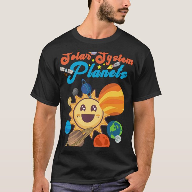 Solar System Planets Space Science Education Boys T Shirt (Framsida)