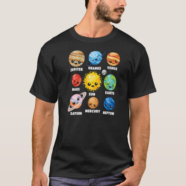 Solar System Planets Space Science Planet Universe T Shirt (Framsida)