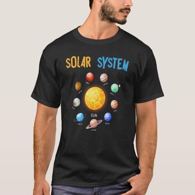 Solar System Planets Space Science T Shirt (Framsida)