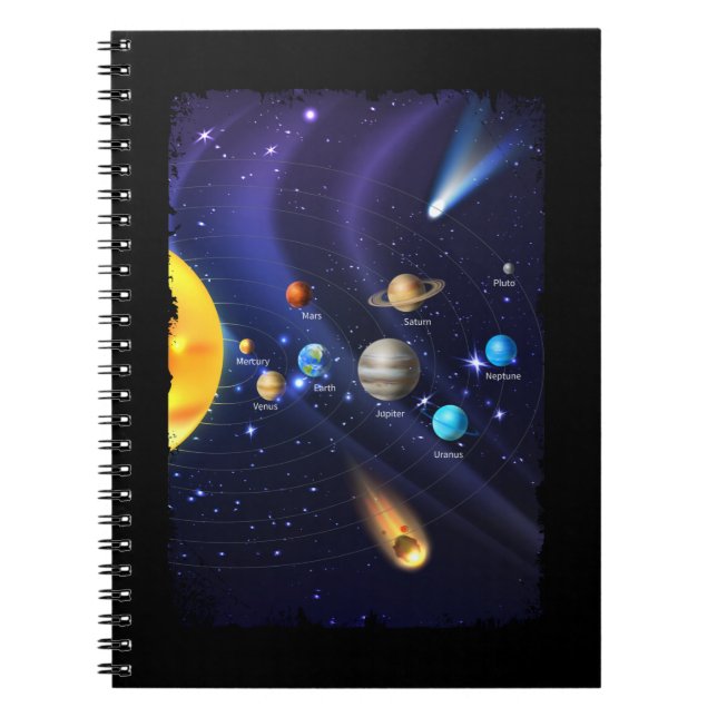 Solar System Pojke Flickor Rymden Planeter Anteckningsbok (Framsidan)