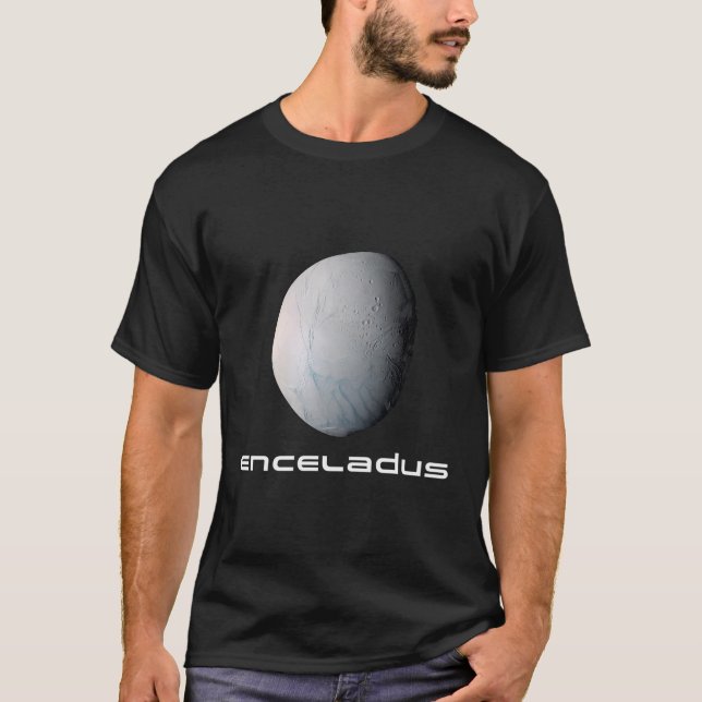 Solar System Saturnus Måne Enceladus rymdastronomi T Shirt (Framsida)