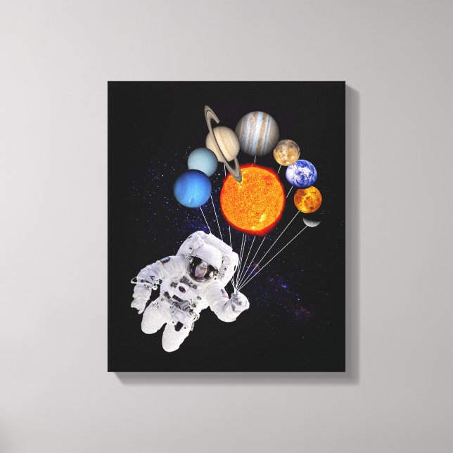 Solar System Sol Planets Astronaut Milky Way Canvastryck (Framsida)
