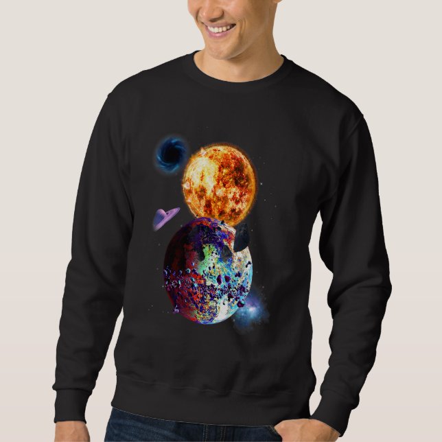 Solar System Space Galaxy Astronaut Universe Flygp Lång Ärmad Tröja (Framsida)