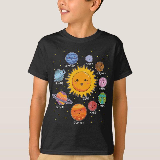 Solar System Space Planets for STEM Boys Girls to T Shirt (Framsida)