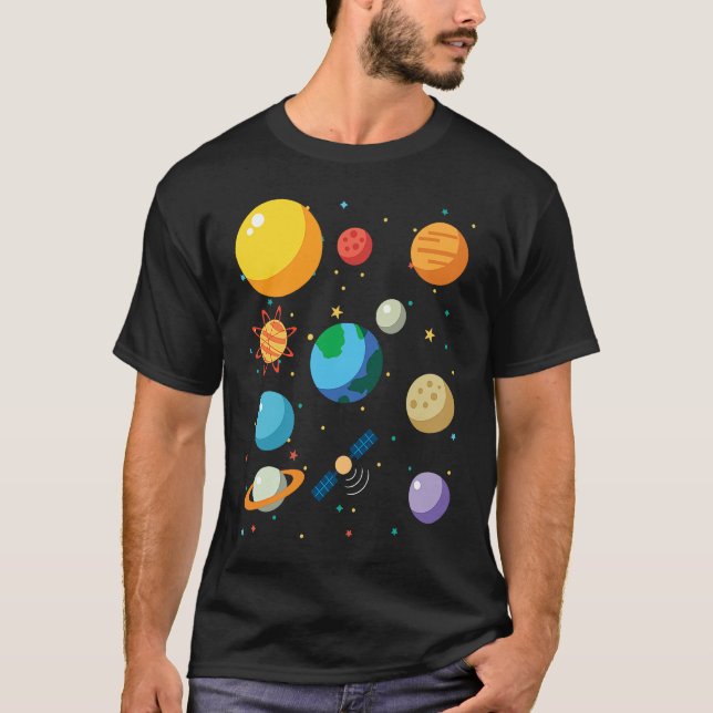 Solar System Space Researcher Camp T Shirt (Framsida)