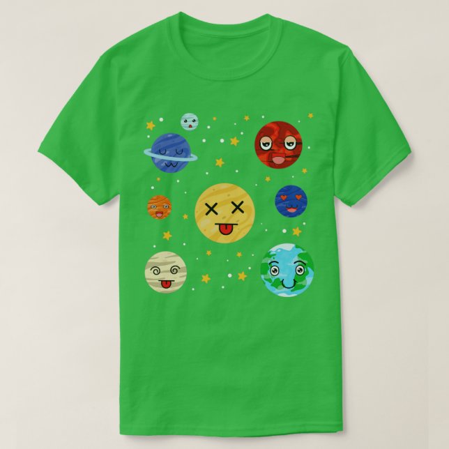 Solar System Space Science Astronomy Cute Planets T Shirt (Design framsida)
