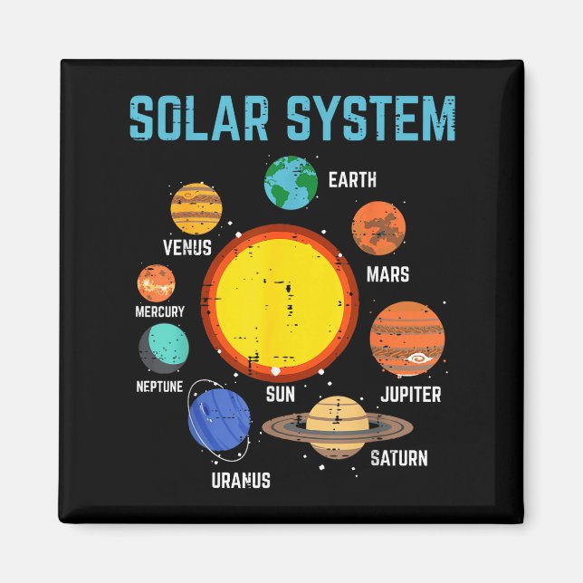 Solar System Sun Planets Galaxy Astronomy Men Wome Magnet (Framsidan)
