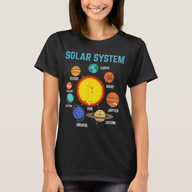 Solar System Sun Planets Galaxy Astronomy Men Wome T Shirt (Framsida)