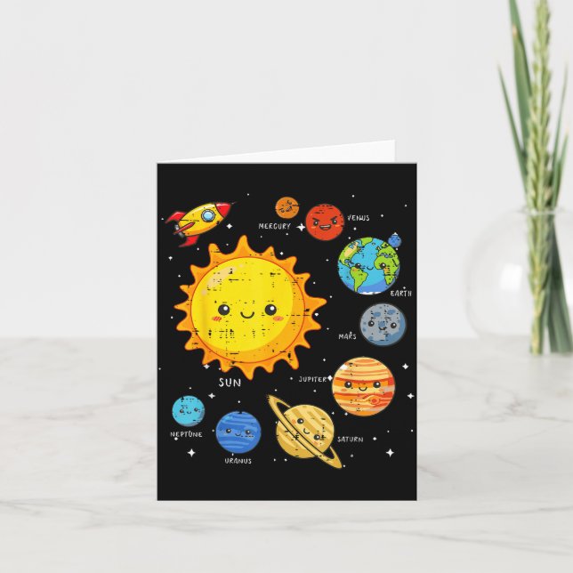 Solar System Sun Planets Rocket Space Galaxy Kids  Kort (Framsida)