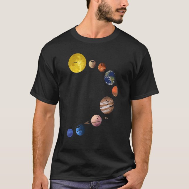 Solar System T Shirt - Realistic Space Planets_1 (Framsida)