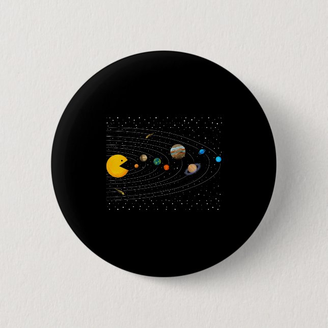 Solar System Video Game Funny Graphic Tees Planet  Knapp (Framsida)