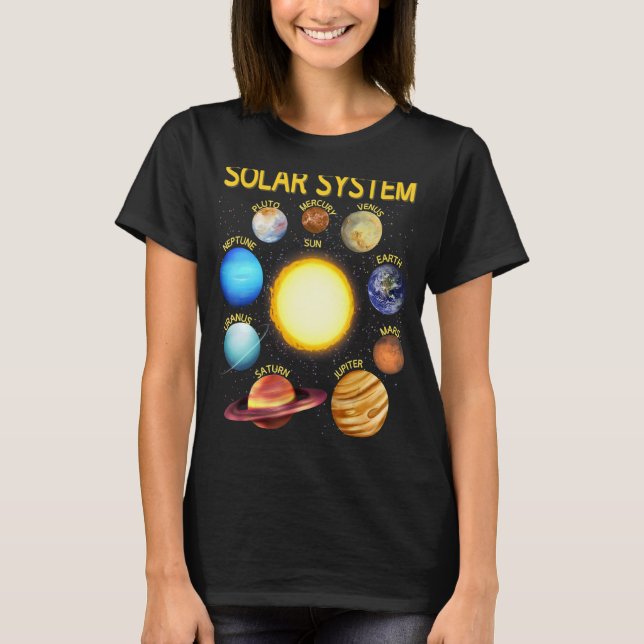 Solar Systems Realistic Space Planets Science Boys T Shirt (Framsida)