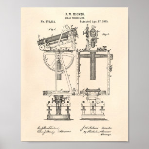 Solar Theodolite 1883 Patent Art Old Peper Poster