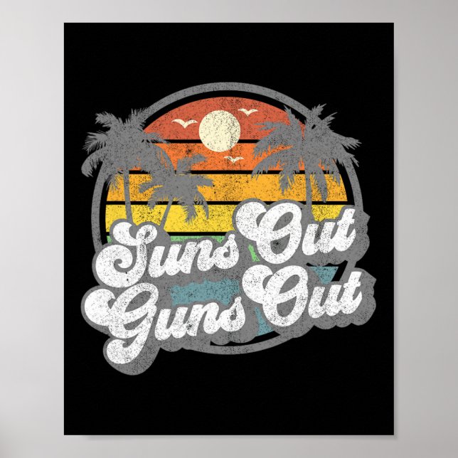 Solar ut Vapen ut Rolig Strand Semester Retro Surf Poster (Framsidan)
