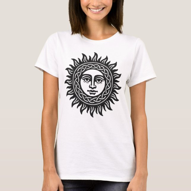 Solar Visage Sigil – Svart Sol Emblem T-shirt (Framsida)