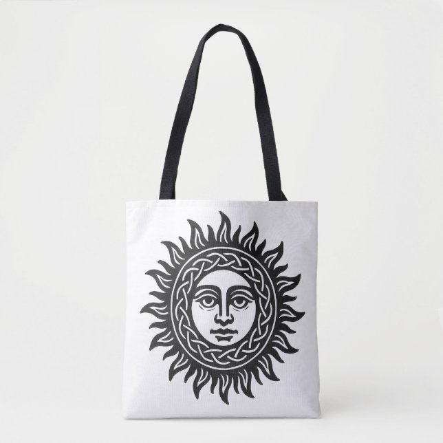 Solar Visage Sigil – Svart Sol Emblem T-shirt Tygkasse (Framsida)