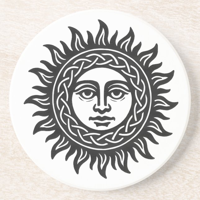 Solar Visage Sigil – Svart Sol Emblem T-shirt Underlägg (Framsidan)
